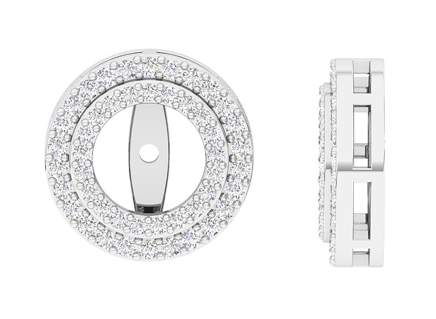 The Luna Double Halo Jacket Earring Round Diamond 14K Gold