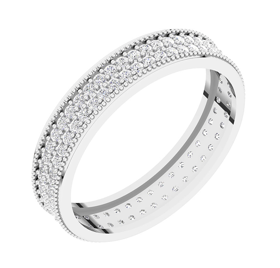 The Eddie 2 Row Eternity Wedding Ring Band Round Diamond 14K Yellow Gold