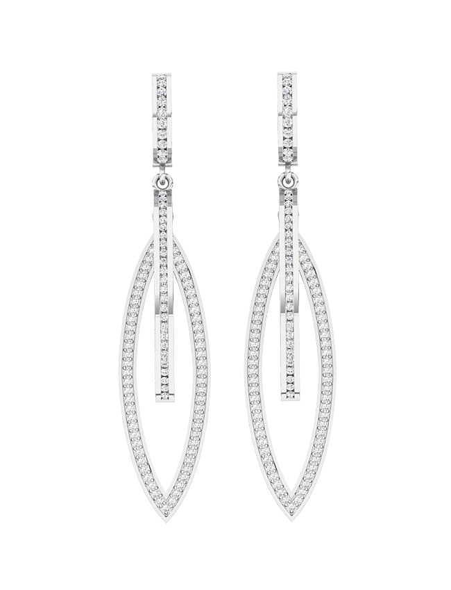 The James Natural Round Diamond Elegant Dangle Earring 14K White Gold For Her