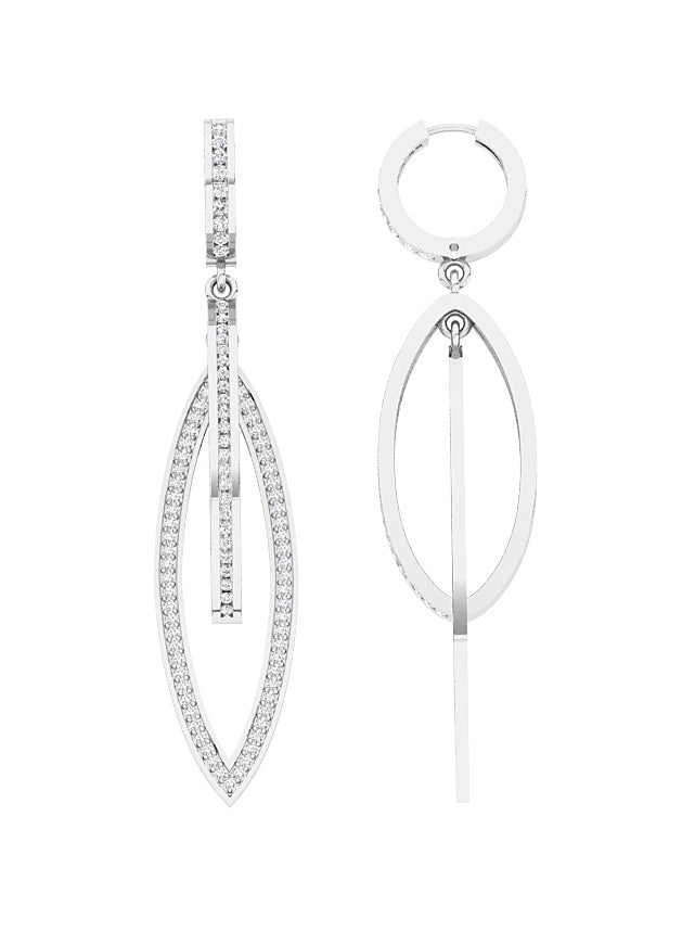 The James Natural Round Diamond Elegant Dangle Earring 14K White Gold For Her