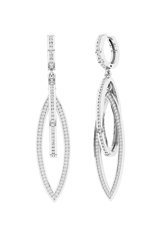 The James Natural Round Diamond Elegant Dangle Earring 14K White Gold For Her