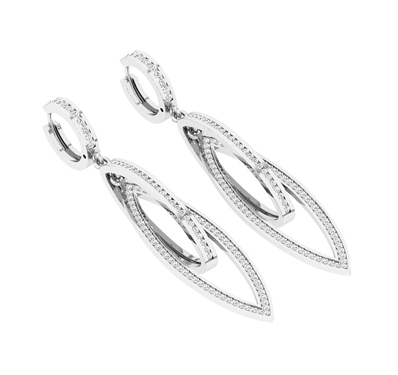 The James Natural Round Diamond Elegant Dangle Earring 14K White Gold For Her