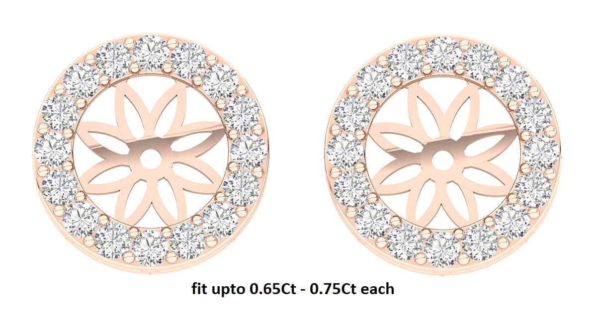 SI1 GH 0.60 Carat Jacket Earring Genuine Round Cut Diamond 14K Solid Rose Gold 9.85 mm