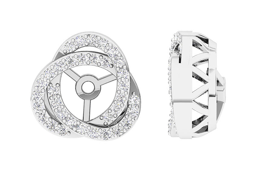 I1/SI1/VS1/VVS1 0.60Ct Round Prong Set Diamond Designer Jacket Earring 14K Gold 12.70 mm