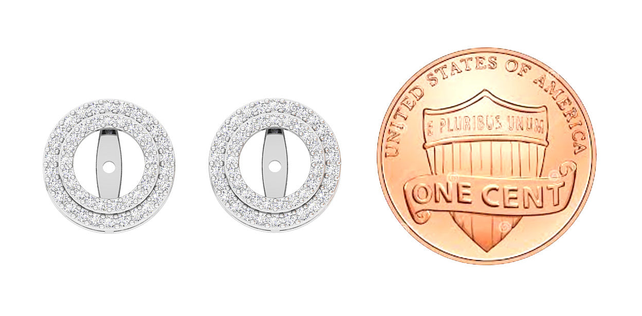 The Luna Double Halo Jacket Earring Round Diamond 14K Gold