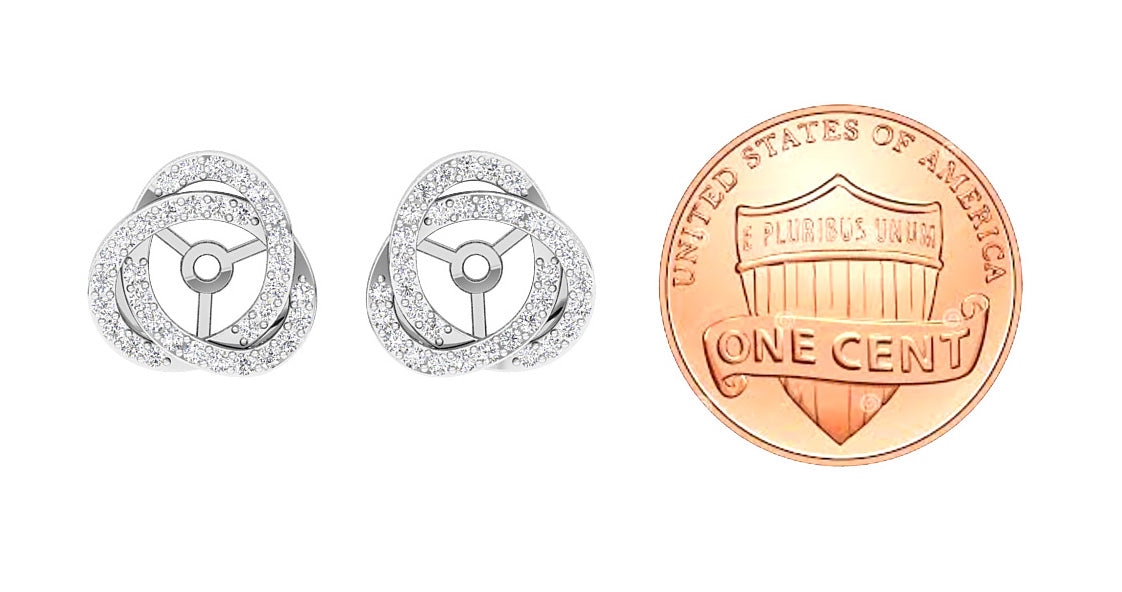 I1/SI1/VS1/VVS1 0.60Ct Round Prong Set Diamond Designer Jacket Earring 14K Gold 12.70 mm