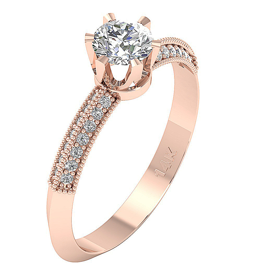 SideViewGenuineDiamondRing14kSolidGold
