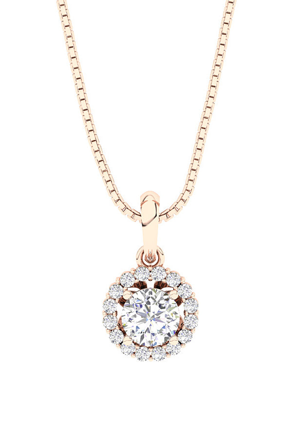 14KRoseGoldHaloClusterPendant
