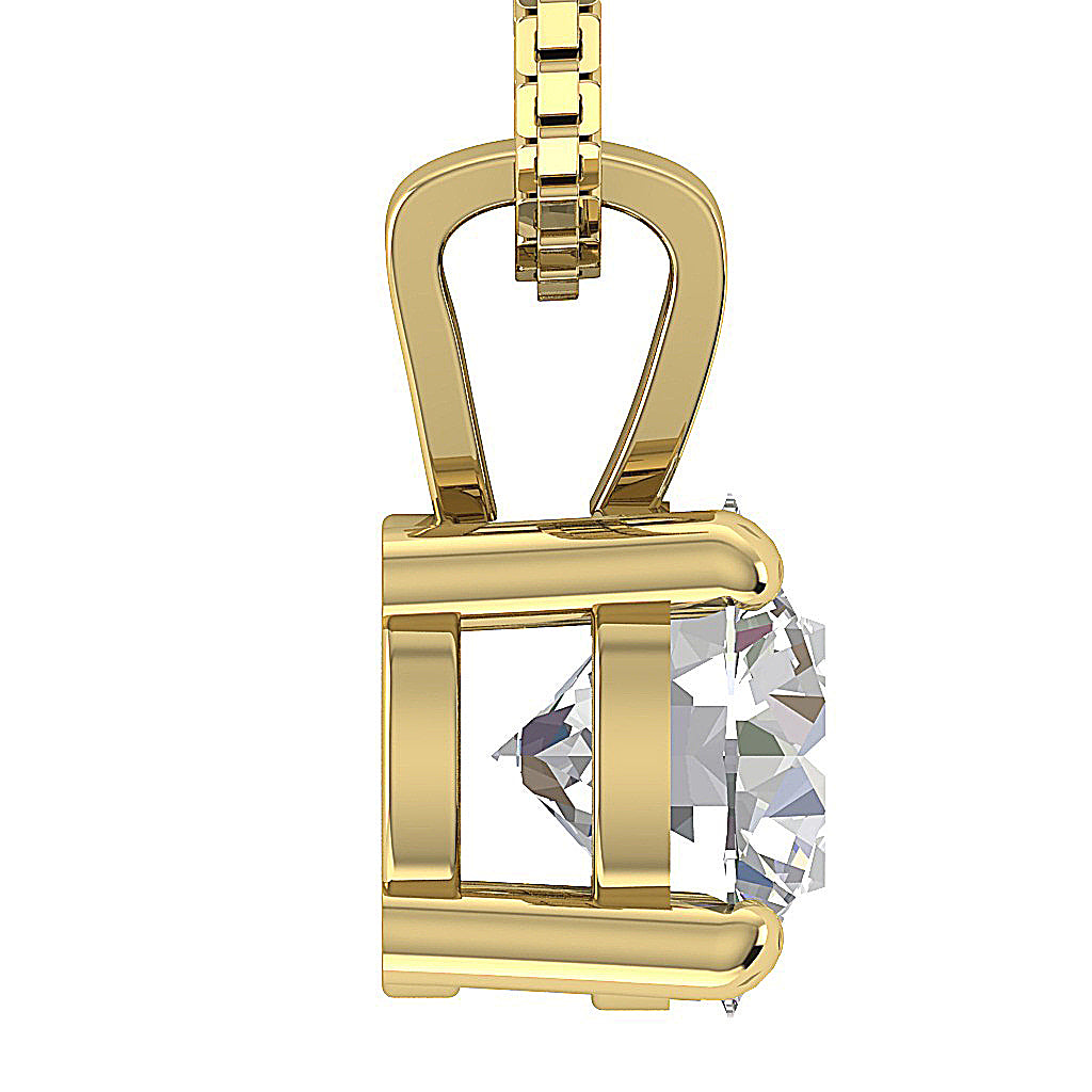 Round Lab-Grown Diamond Solitaire Pendant in 14K Yellow Gold.