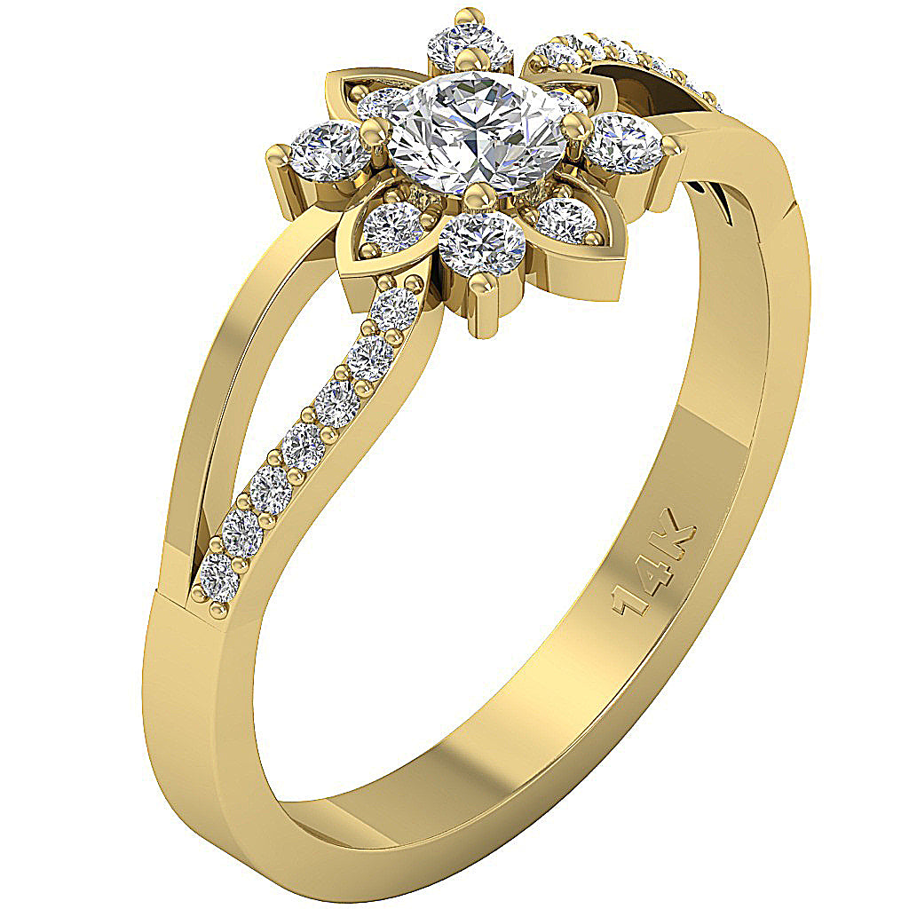 GenuineDiamond14kSolidGoldRing