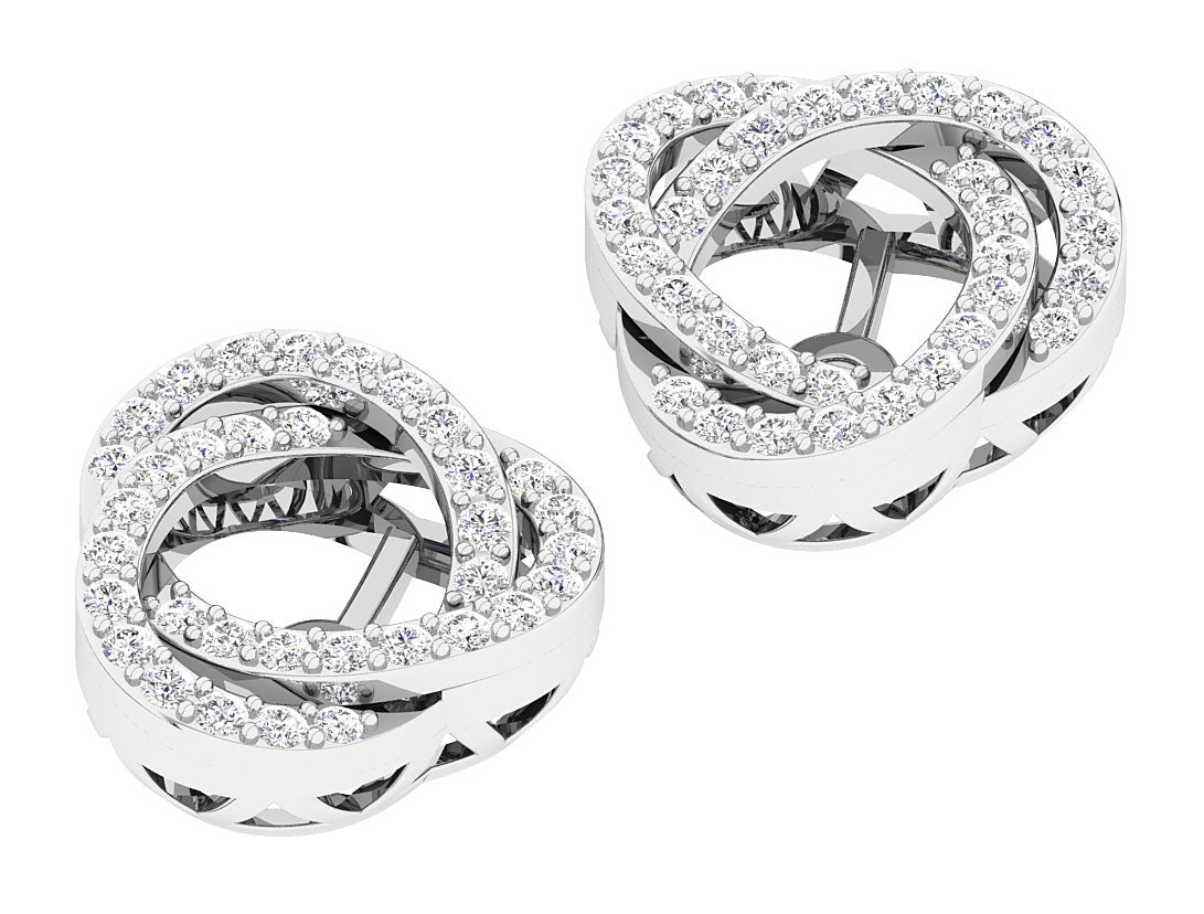 I1/SI1/VS1/VVS1 0.60Ct Round Prong Set Diamond Designer Jacket Earring 14K Gold 12.70 mm