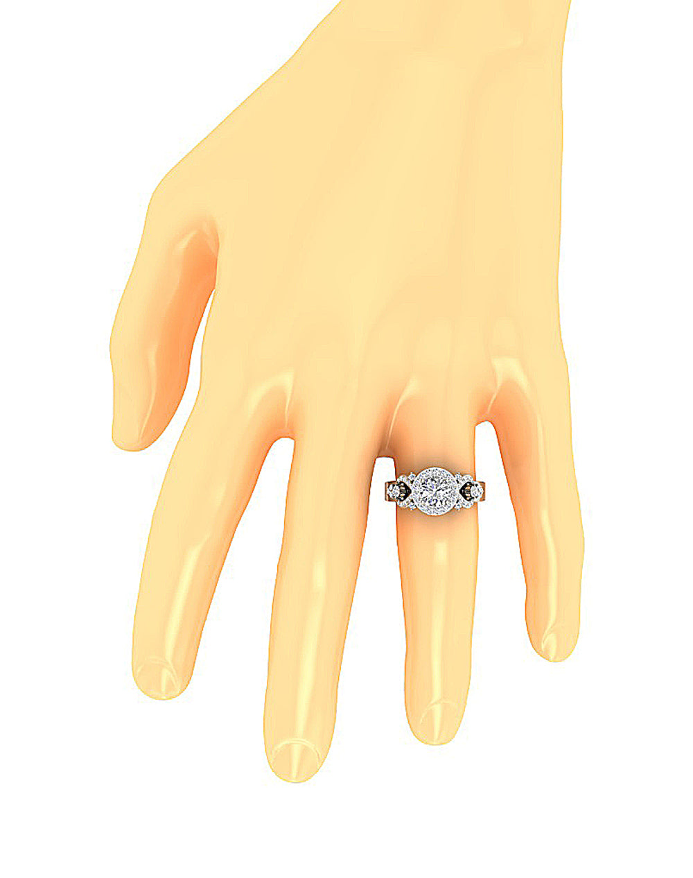 OnFingerRoundDiamondRing14kWhiteGold