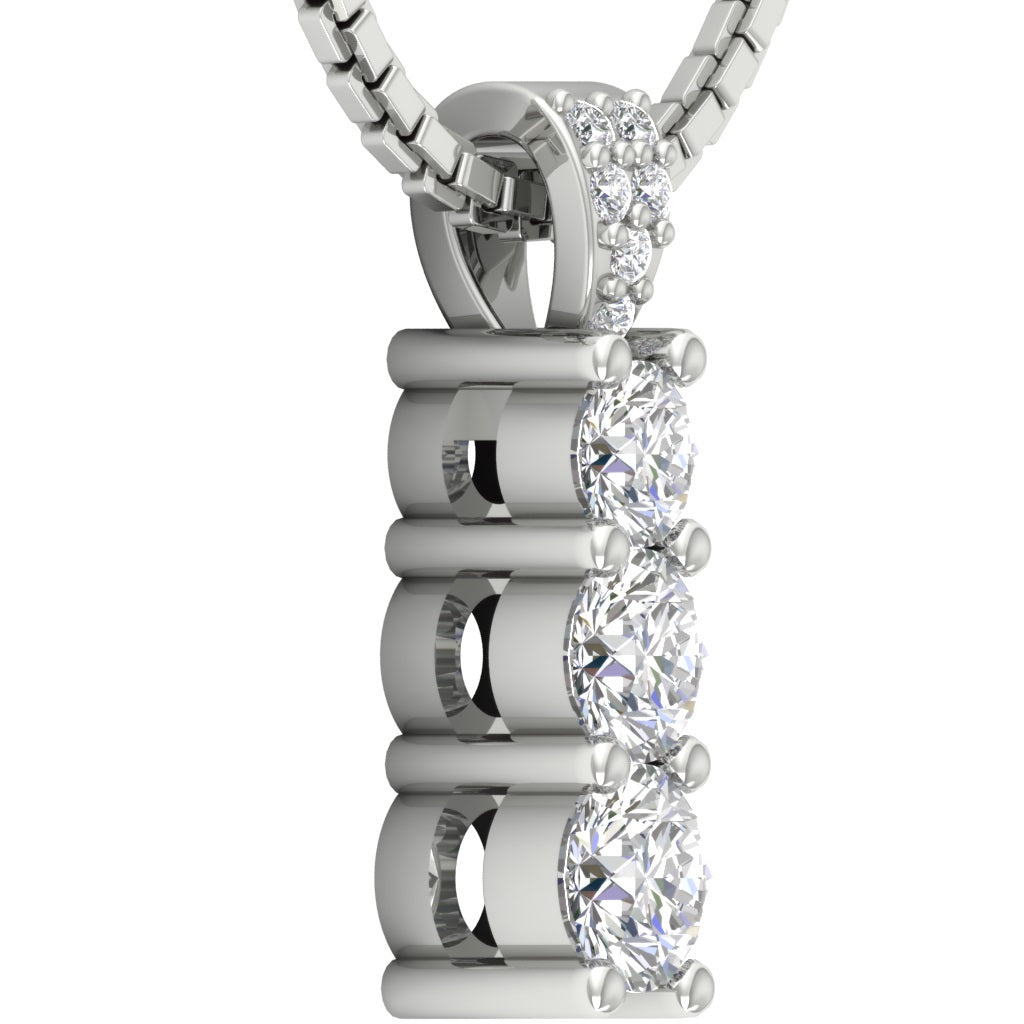 The Apollo 14k Gold Prong Set 3 Stone Journey Pendant
