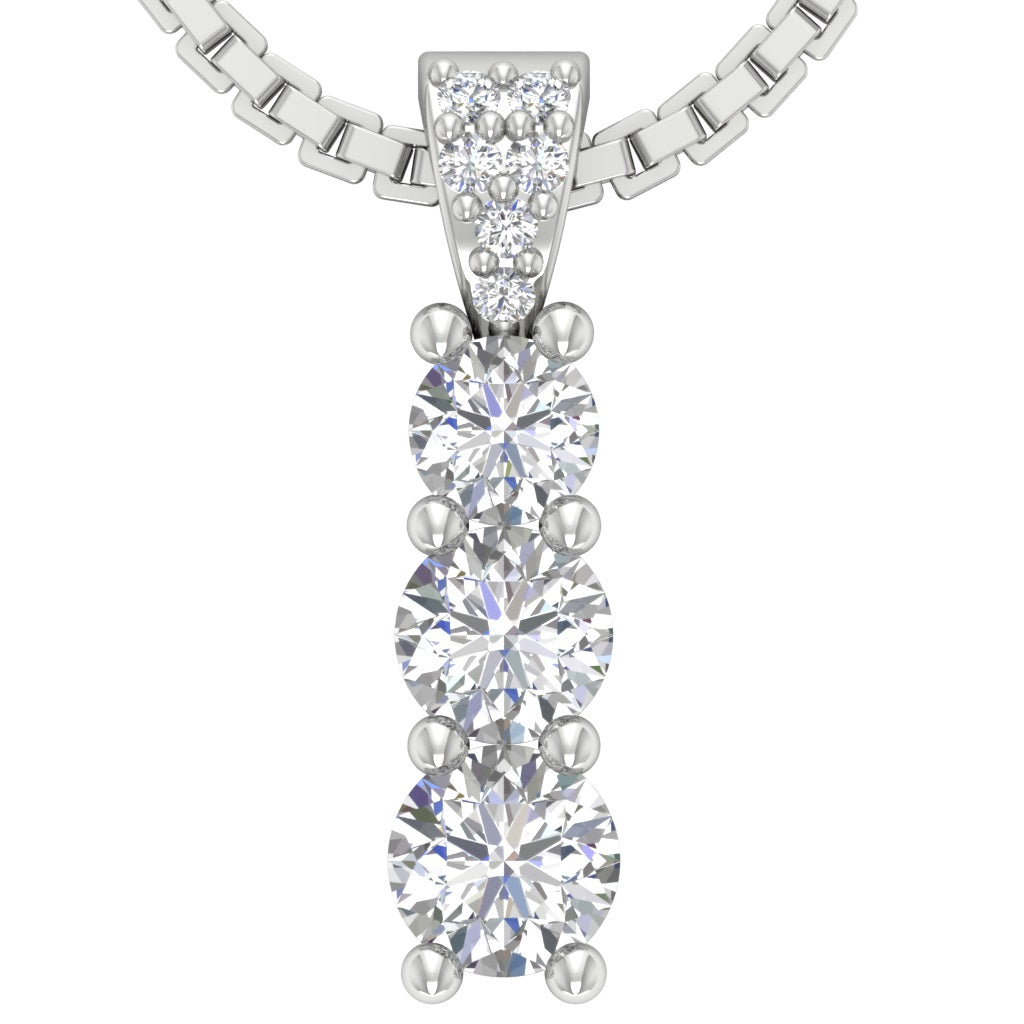 The Apollo 14k Gold Prong Set 3 Stone Journey Pendant