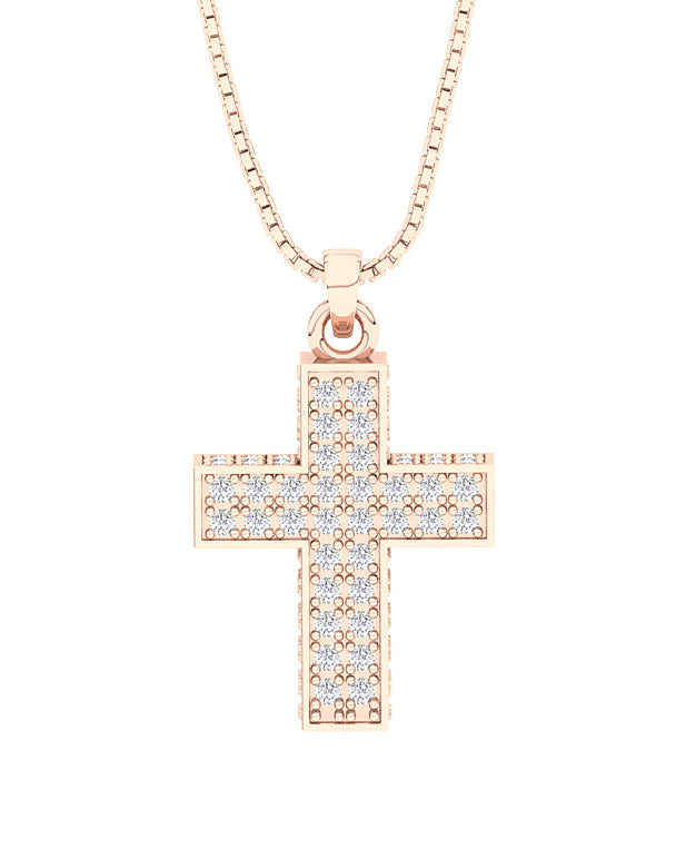 14K Rose Gold Cross Pendant Necklace