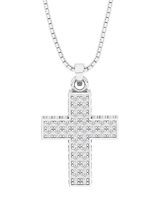 14K White Gold Natural Diamond Pendant