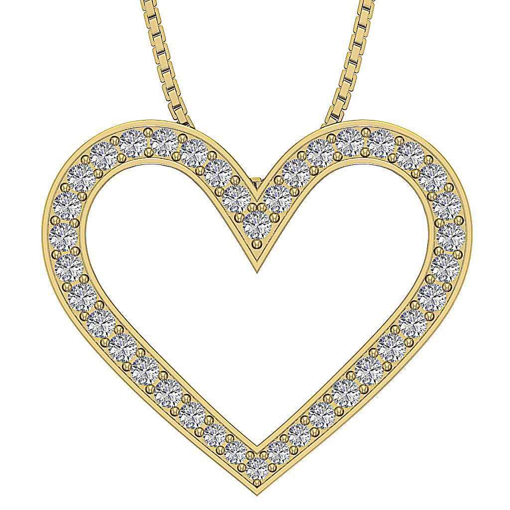 The Braxton Classsic 14k Rose Gold Natural Diamond Heart Pendant Prong Set