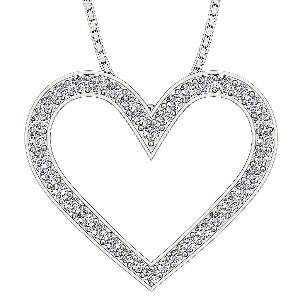 The Braxton Classsic 14k Rose Gold Natural Diamond Heart Pendant Prong Set