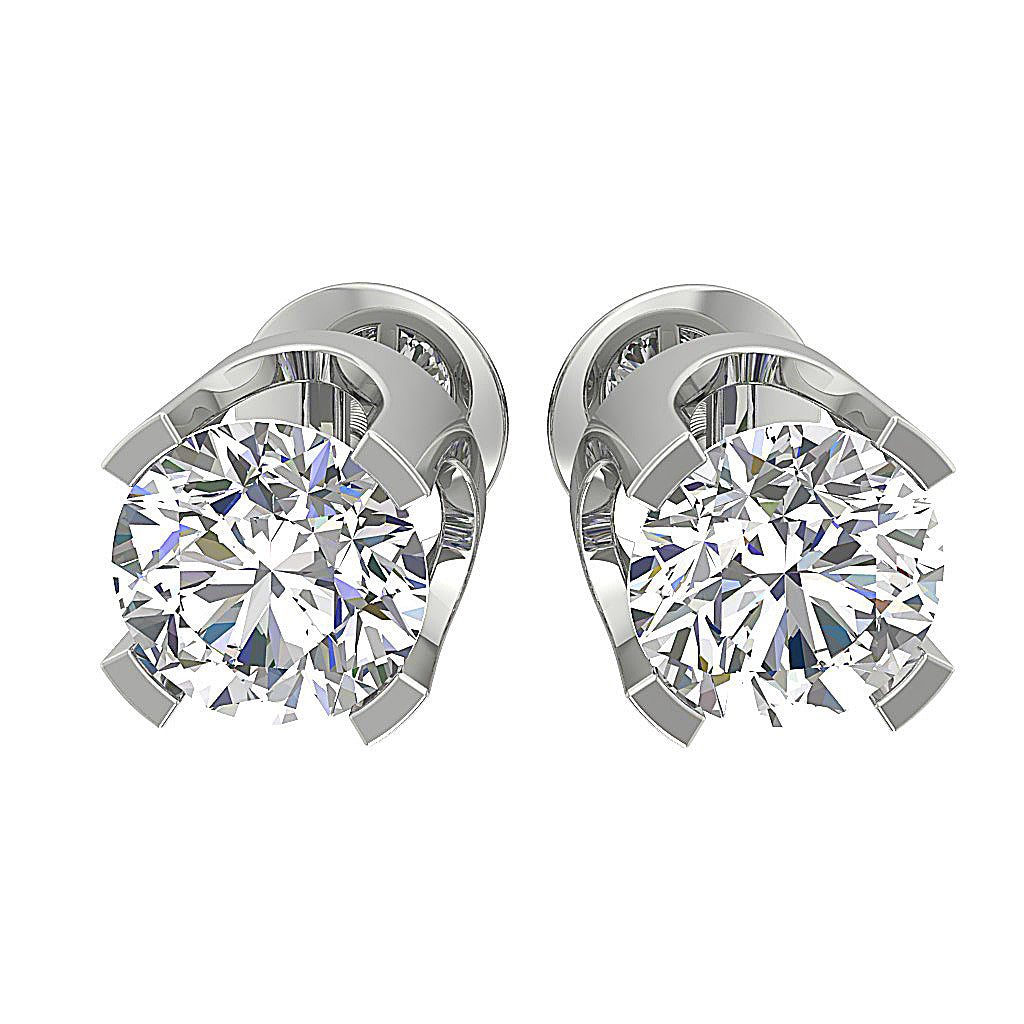 14K White Yellow Rose Gold For Women Lab Grown Solitaire Diamonds Studs Earrings