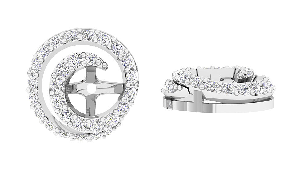 I1/SI1/VS1/VVS1 0.60Ct Round Diamond Designer Jacket Earring 14K Solid Rose Gold 9.90mm