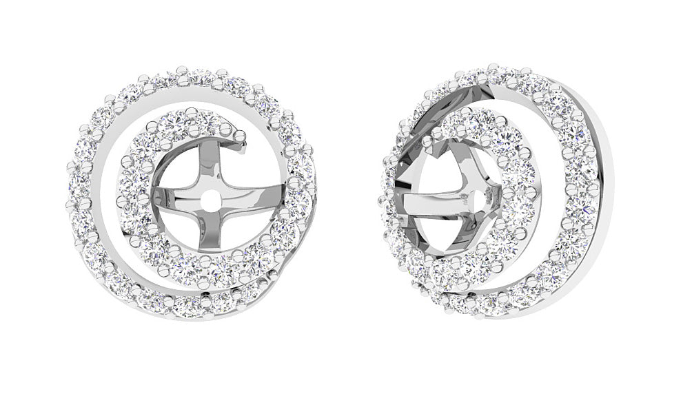 I1/SI1/VS1/VVS1 0.60Ct Round Diamond Designer Jacket Earring 14K Solid Rose Gold 9.90mm