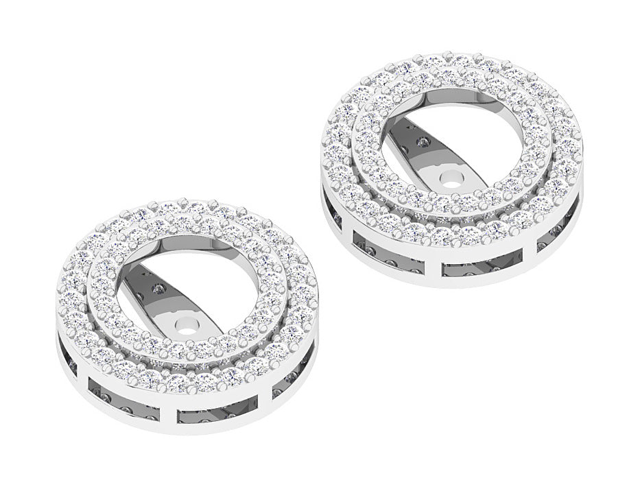 The Luna Double Halo Jacket Earring Round Diamond 14K Gold