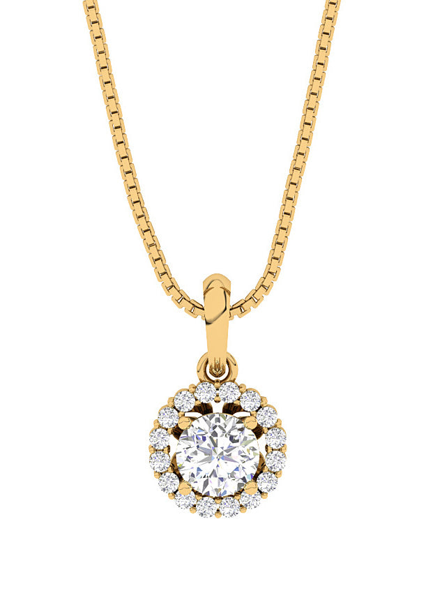 14KYellowGoldRoundDiamondPendantNecklace