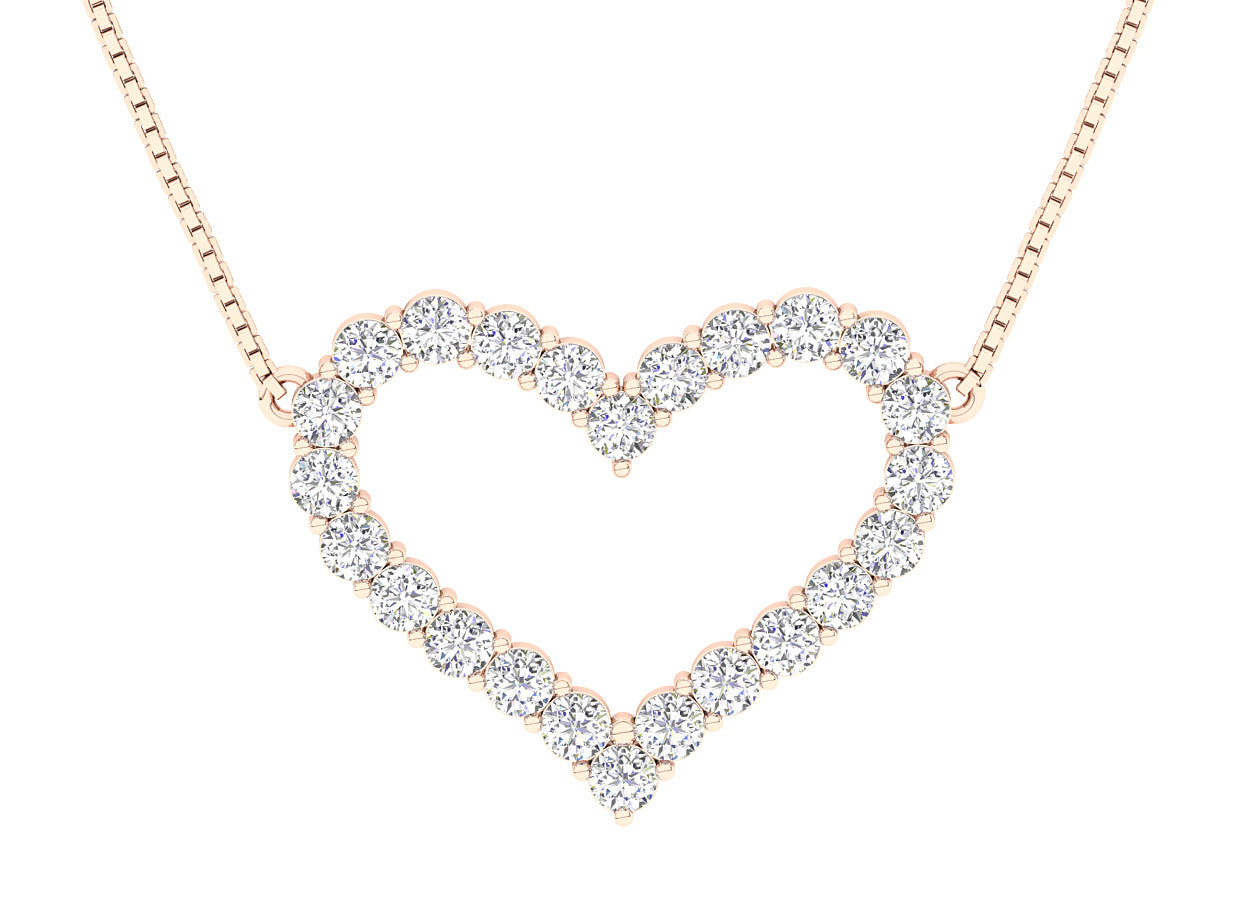 Rose Gold Round_Diamond_Heart_Pendant Necklace