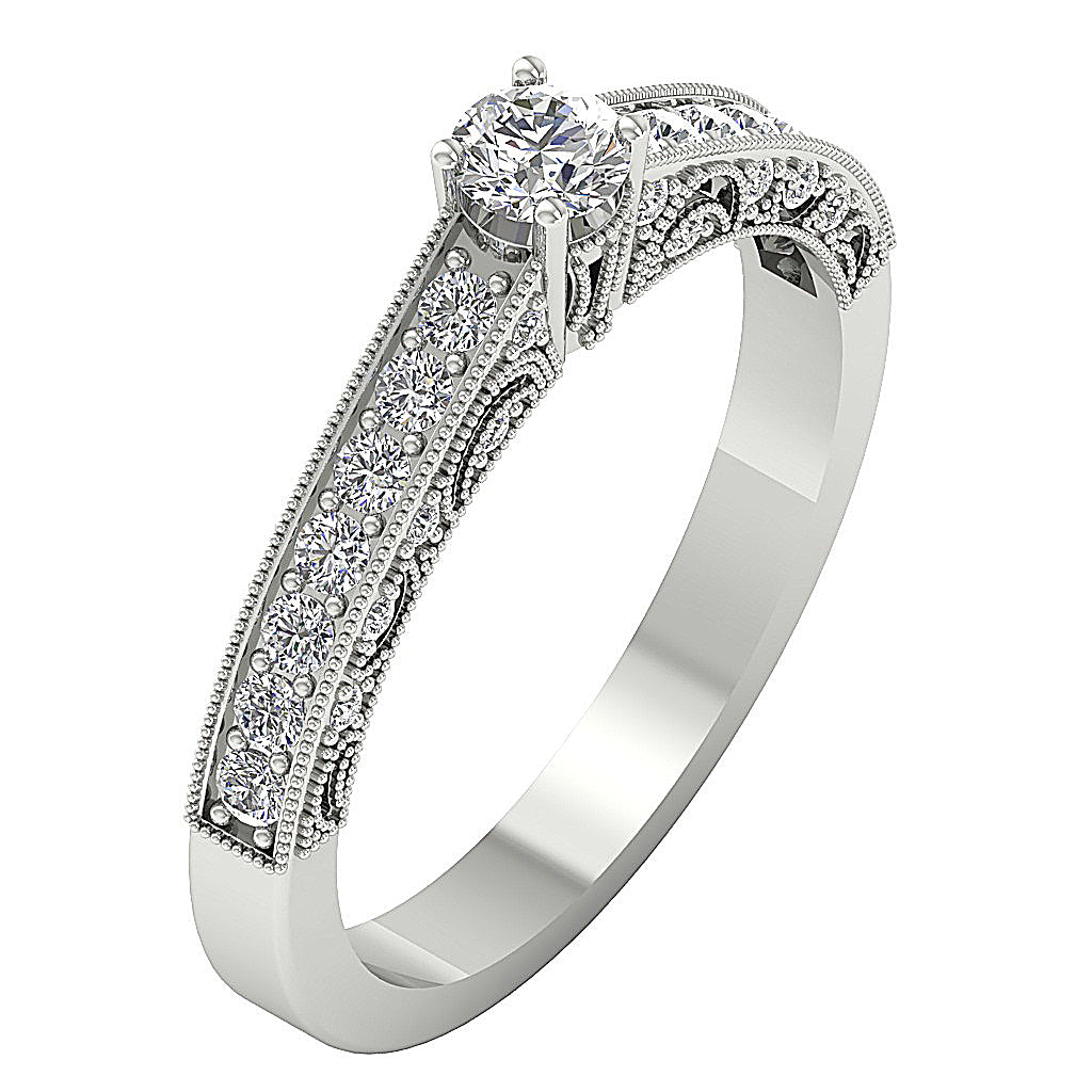 The Azrael Designer Solitaire Engagement 14K White Gold Natural Diamond Ring