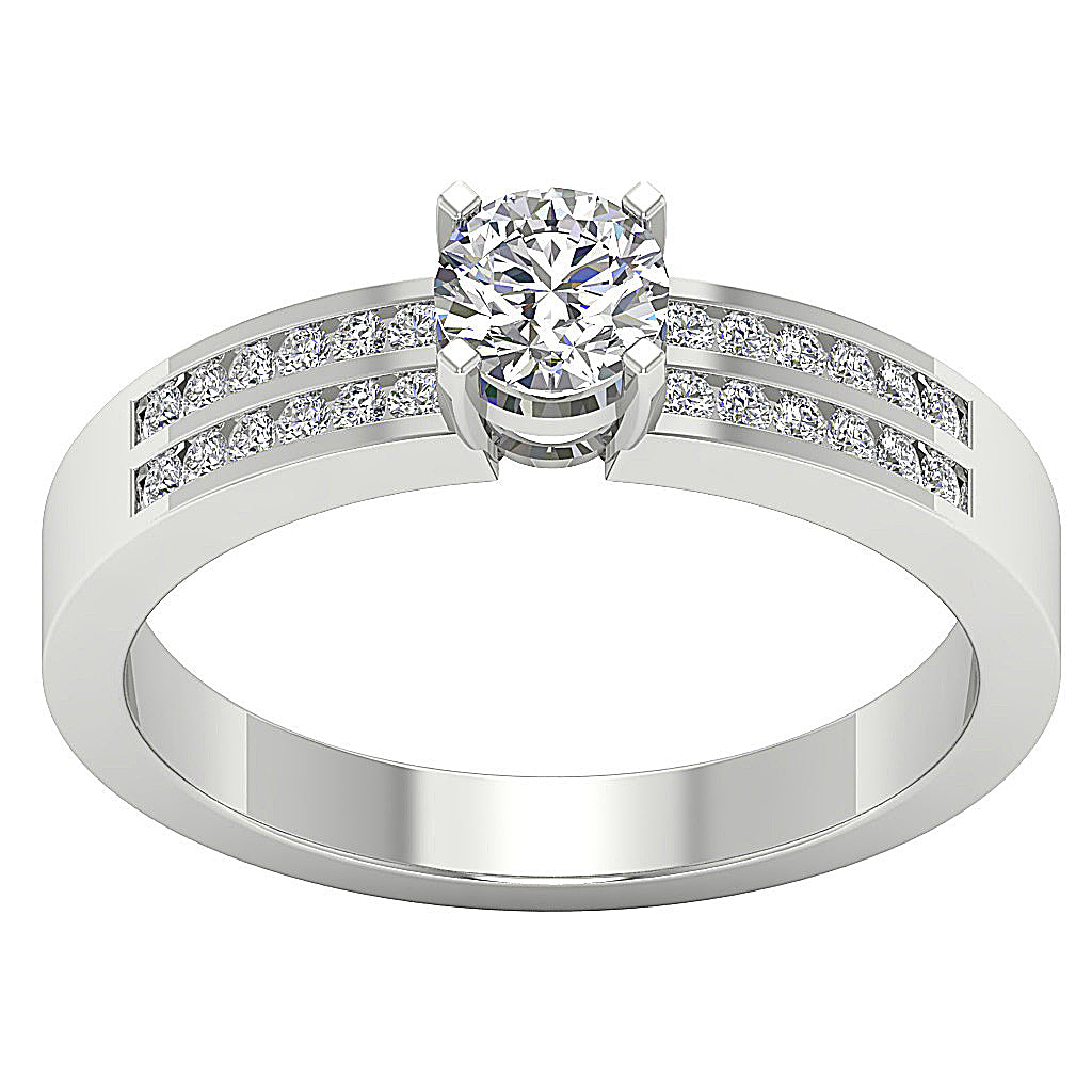 The Amos Excellent Genuine Round Cut Diamond Solitaire Wedding Ring 14k White Gold