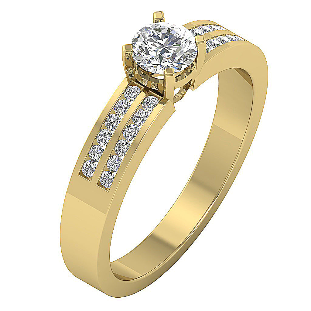 The Amos Excellent Genuine Round Cut Diamond Solitaire Wedding Ring 14k White Gold