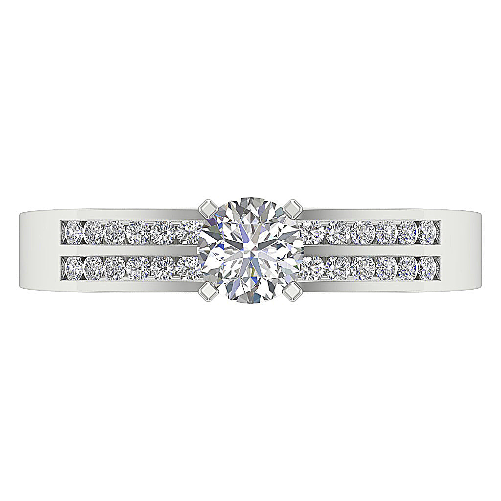The Amos Excellent Genuine Round Cut Diamond Solitaire Wedding Ring 14k White Gold