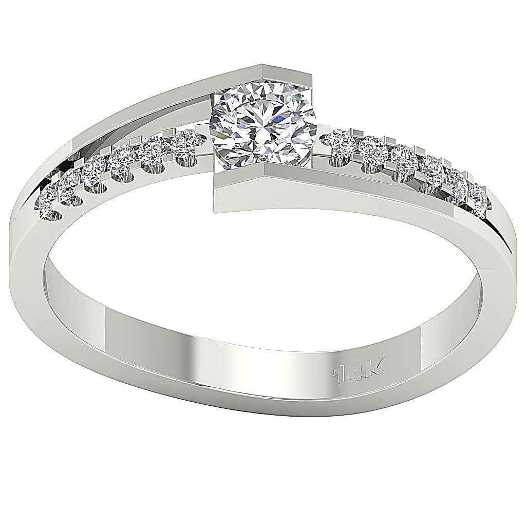 The Marisol Classic Engagement Wedding Band Genuine Diamond 14K Solid Gold