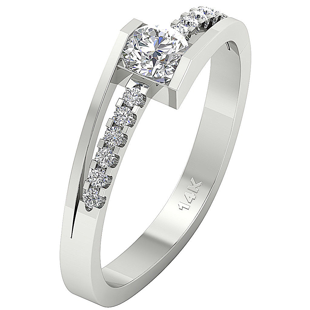 The Marisol Classic Engagement Wedding Band Genuine Diamond 14K Solid Gold