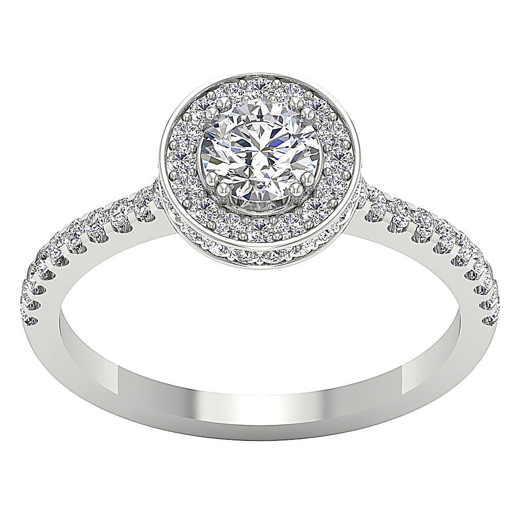 The Harold For Women Halo Engagement Solitaire Natural Diamond Ring 14K Gold