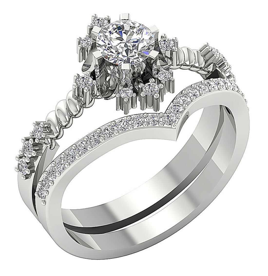 SideViewGenuineDiamondBridalRingSet