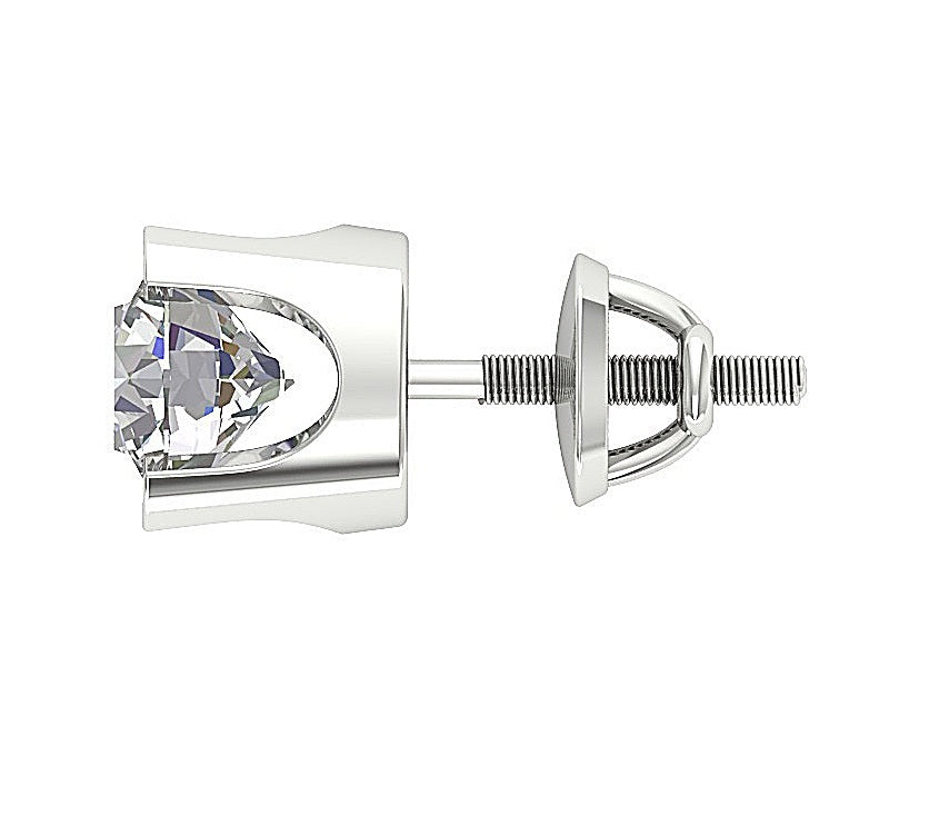 14k Gold VS F 0.50/0.75/1.00 Ct Solitaire Studs Earrings Round Cut Lab Grown Diamonds