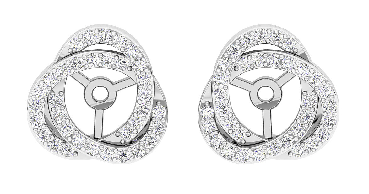 I1/SI1/VS1/VVS1 0.60Ct Round Prong Set Diamond Designer Jacket Earring 14K Gold 12.70 mm