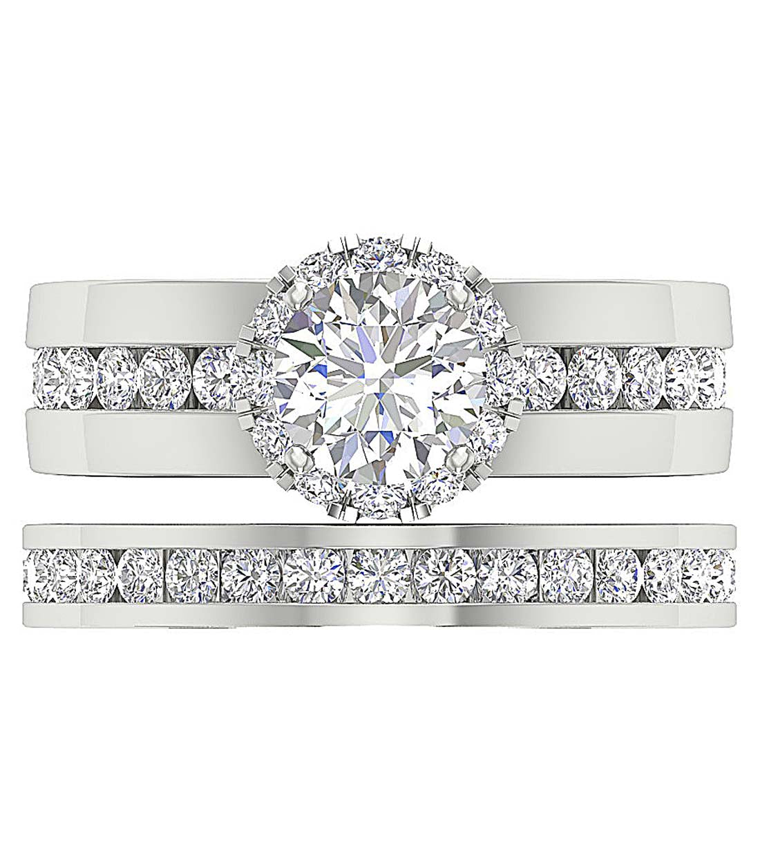 TopViewRoundDiamondBridalRingSet