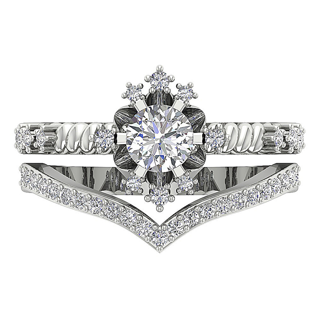 TopViewNaturalDiamondBridalAnniversaryRingSet