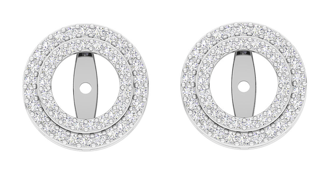 The Luna Double Halo Jacket Earring Round Diamond 14K Gold