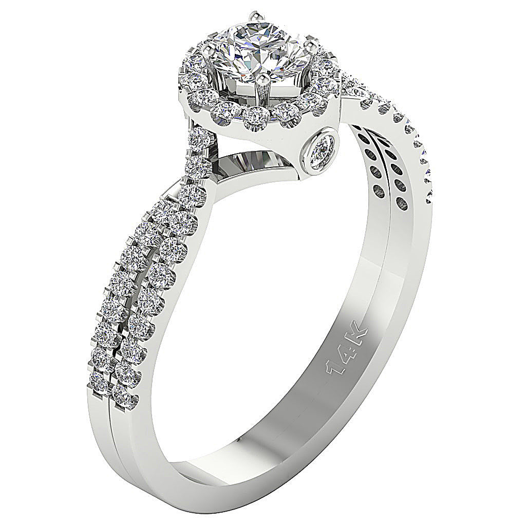 UniqueRoundDiamond14kGoldRing