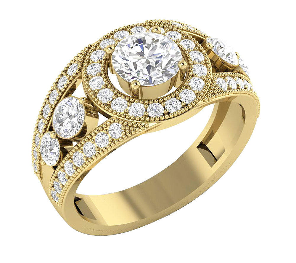 UniqueRoundDiamond14kGoldRing