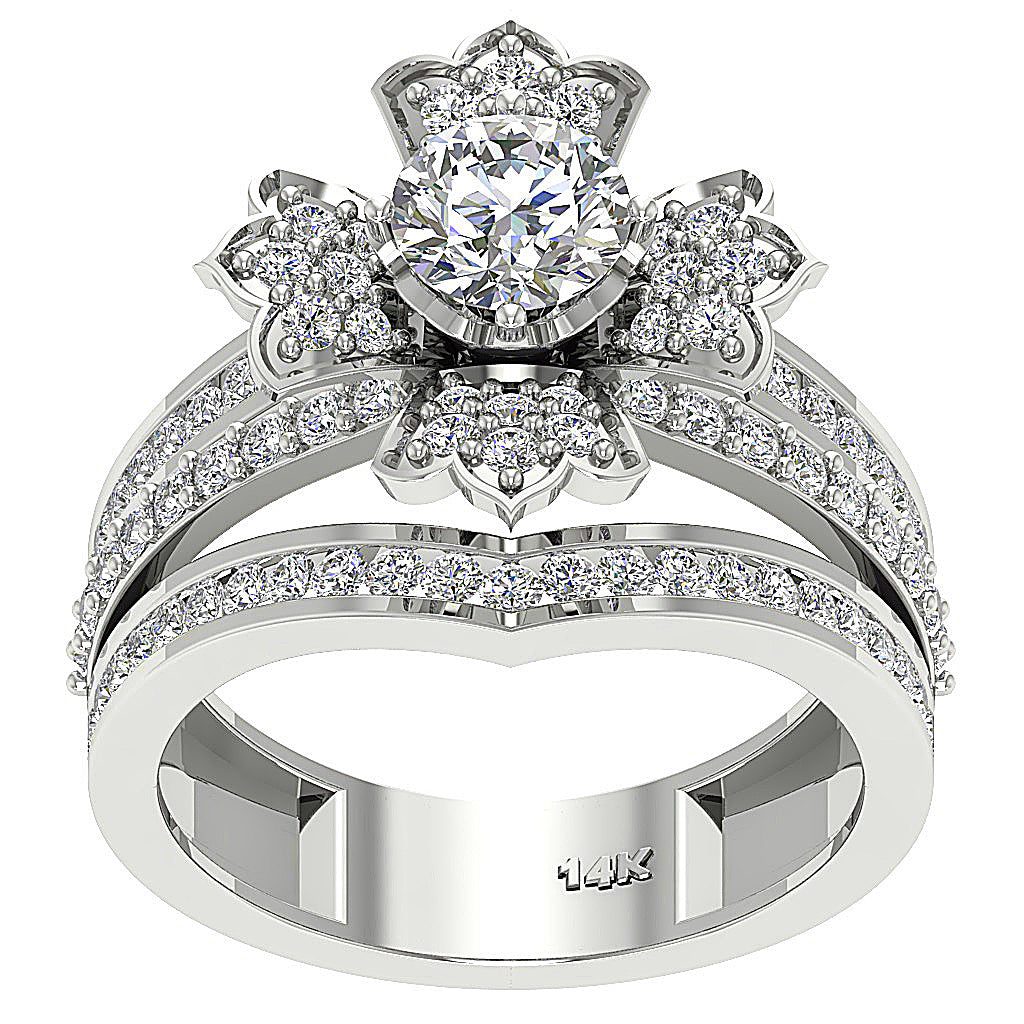 UniqueGenuineDiamond14kSolidGoldRing