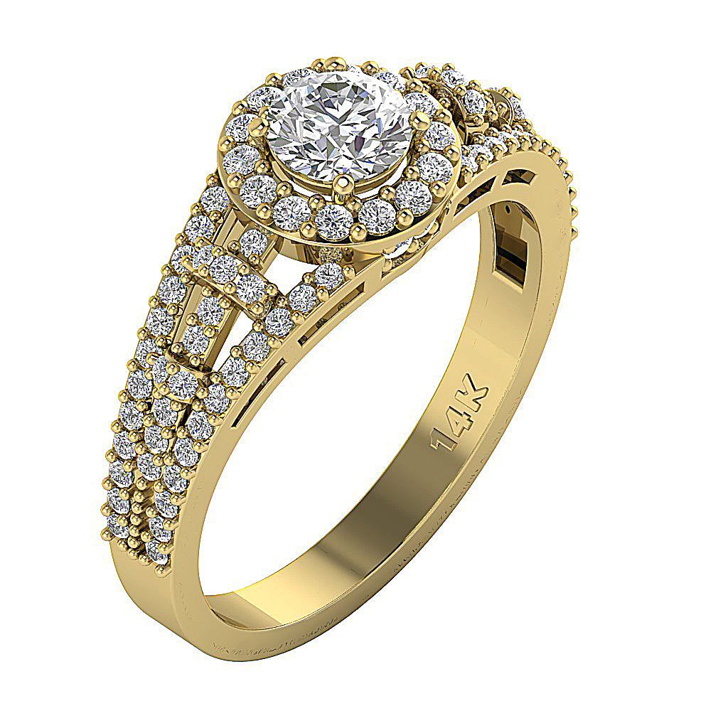 UniqueRoundDiamond14kGoldRing