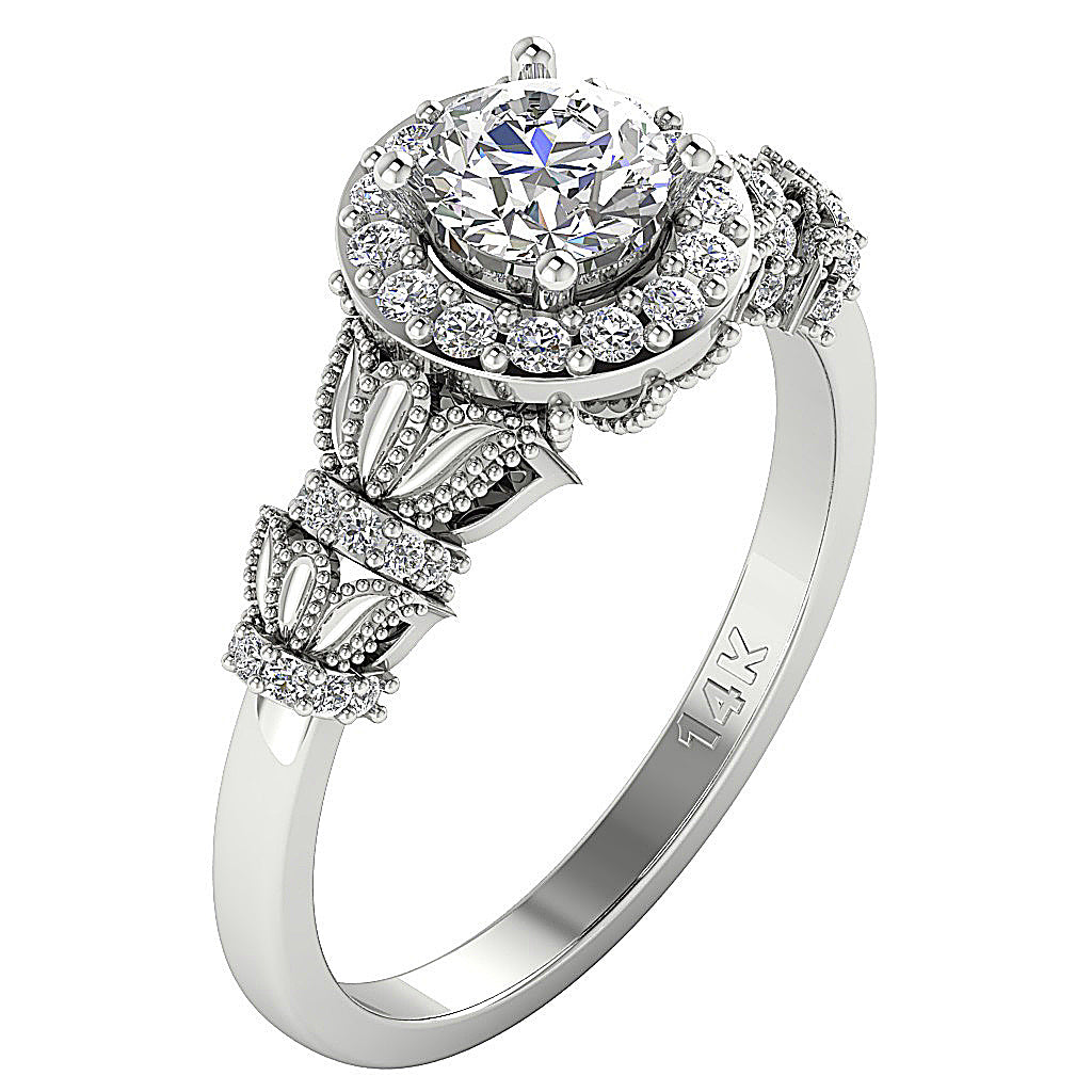 UniqueRoundDiamond14kGoldRing