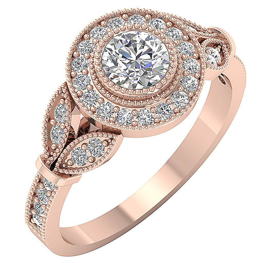 UniqueRoundCutDiamond14kGoldRing