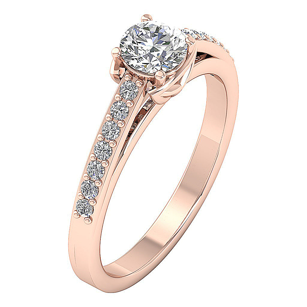 UniqueRoundCutDiamond14kGoldRing