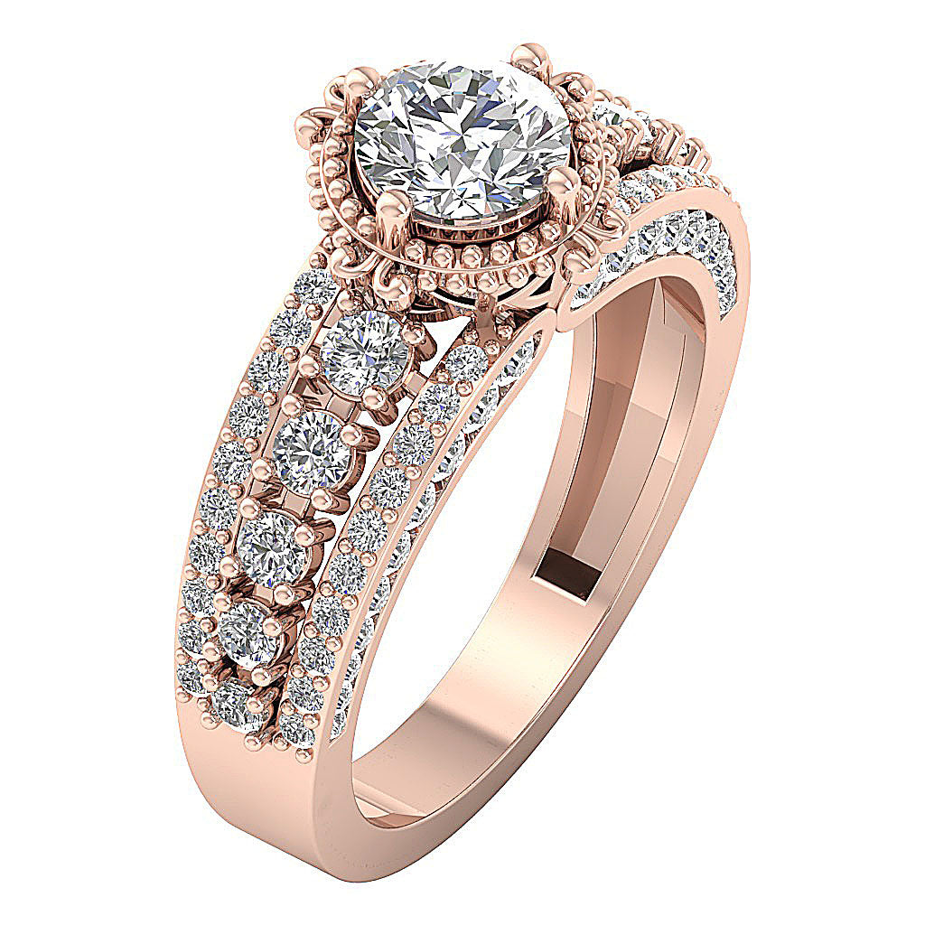 UniqueRoundCutDiamond14kGoldRing