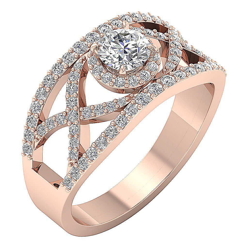 UniqueRoundCutDiamond14kGoldRing